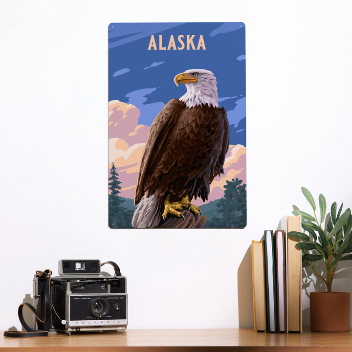 Alaska, Painterly, Bald Eagle, Metal Signs
