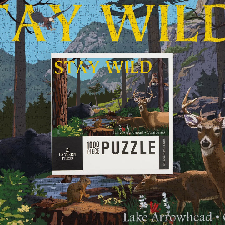 Lake Arrowhead, California, Stay Wild, National Park WPA Sentiment, 1000 Piece Jigsaw Puzzle