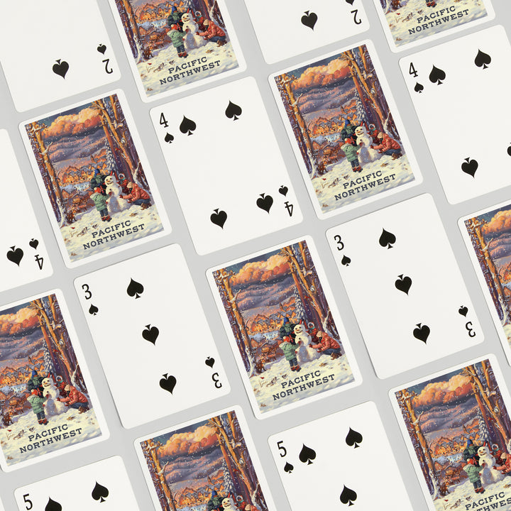 Playing Cards, Pacific Northwest, Merry and Bright, Vintage Snowman, 52 Card Deck with Jokers in Box, Unique Art