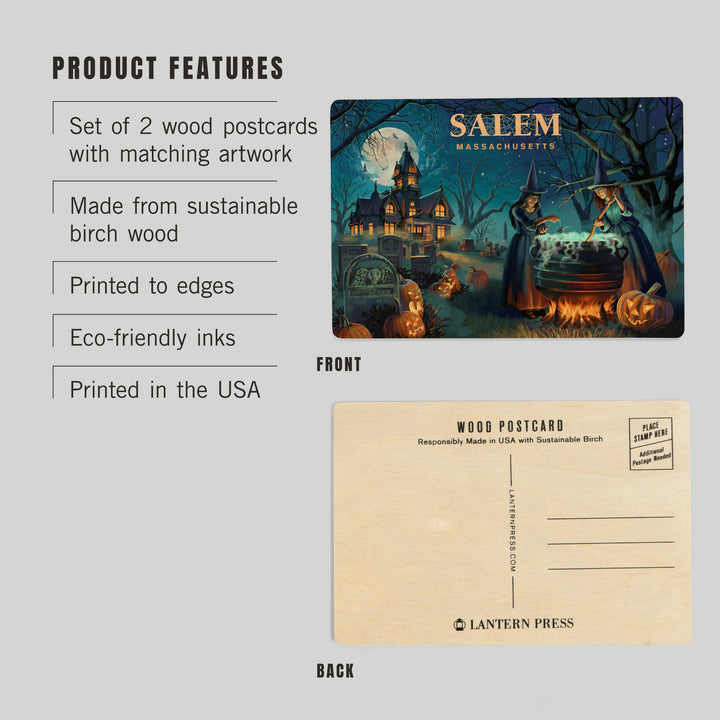 Salem, Massachusetts, Lithograph, Cemetery, Wood Sign and Postcards