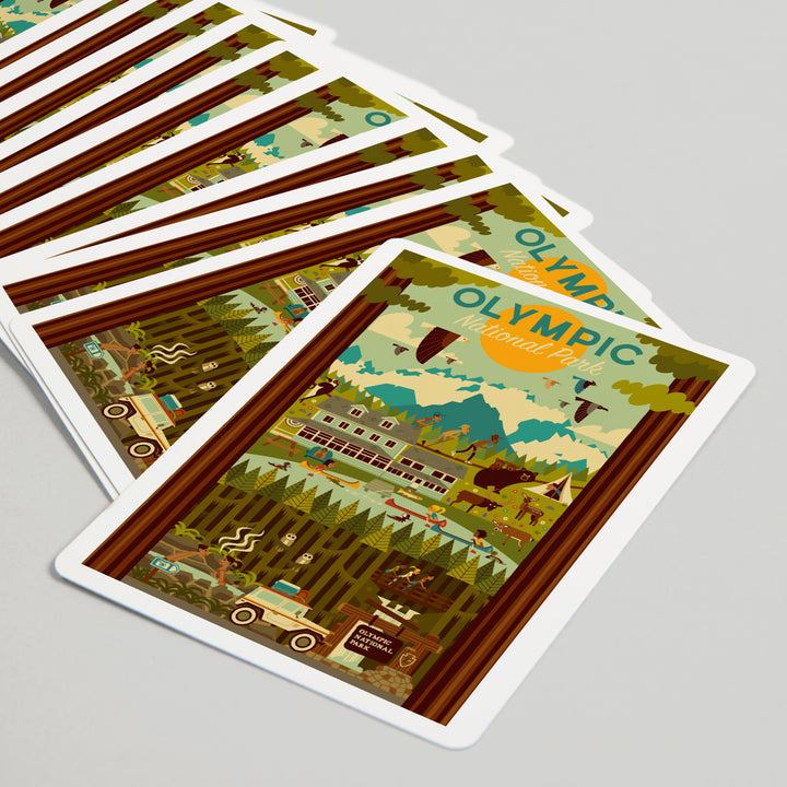 Playing Cards, Olympic National Park, Washington, Geometric National Park Series, 52 Card Deck with Jokers in Box, Unique Art