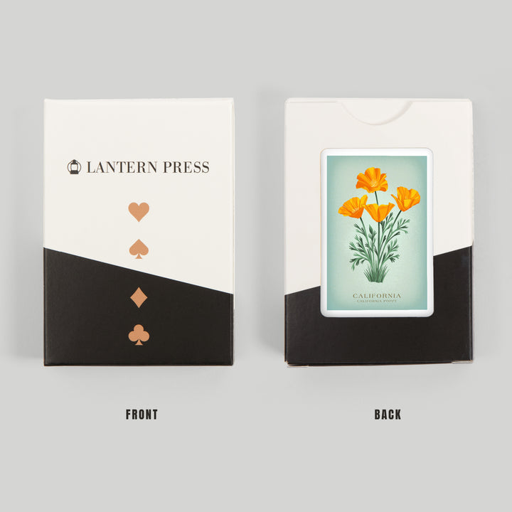Playing Cards, California, Vintage Flora, State Series, California Poppy, 52 Card Deck with Jokers in Box, Unique Art