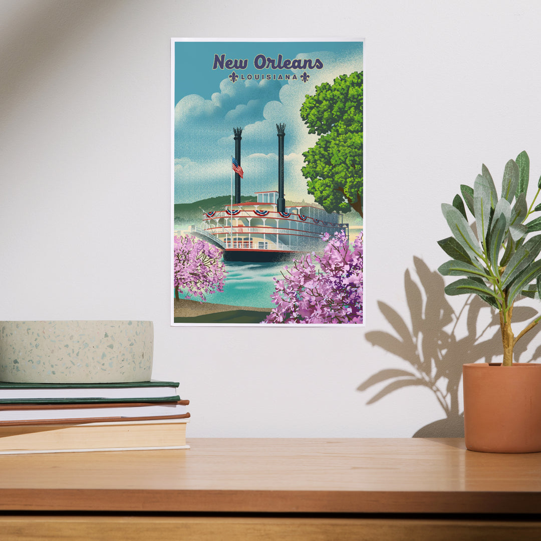 New Orleans, Louisiana, Litho Paddle Wheel, Art & Giclee Prints