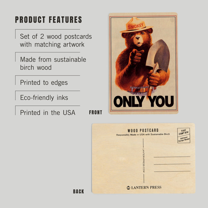 Smokey Bear, Only You, Officially Licensed, Wood Sign and Postcards