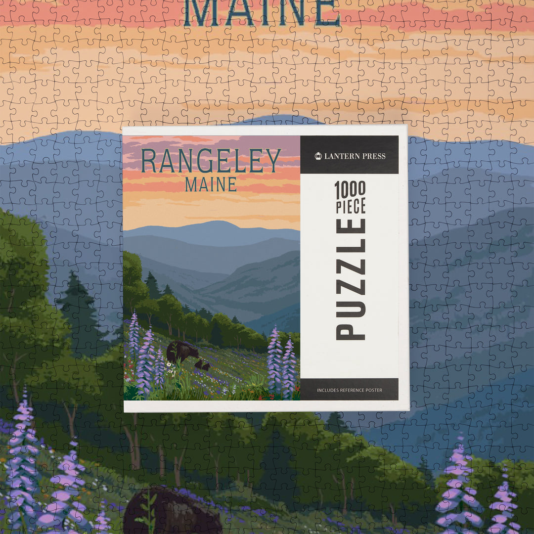 Rangeley, Maine, Bear and Spring Flowers, Jigsaw Puzzle