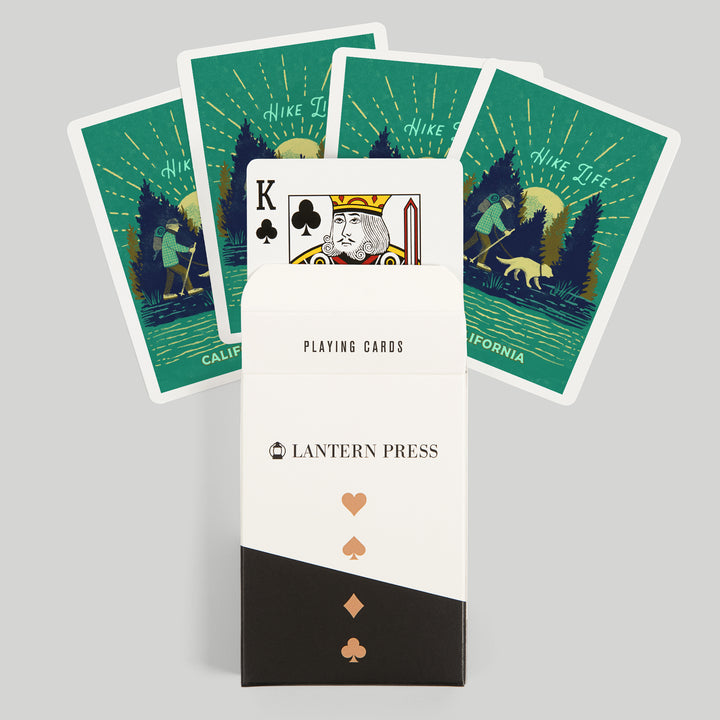 Playing Cards, California, Lake Life Series, Hike Life, 52 Card Deck with Jokers in Box, Unique Art