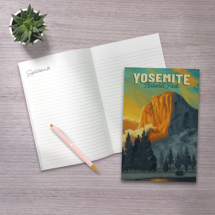 Lined 6x9 Journal, Yosemite National Park, California, El Capitan, Oil Painting, Lay Flat, 193 Pages, FSC paper