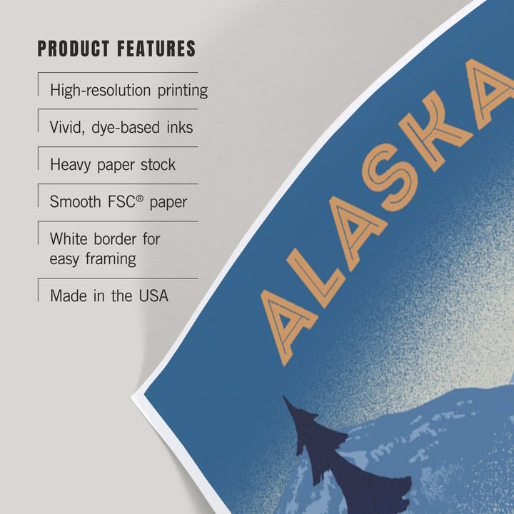 Alaska, Lithograph, Elk and Mountains Scene, Art & Giclee Prints