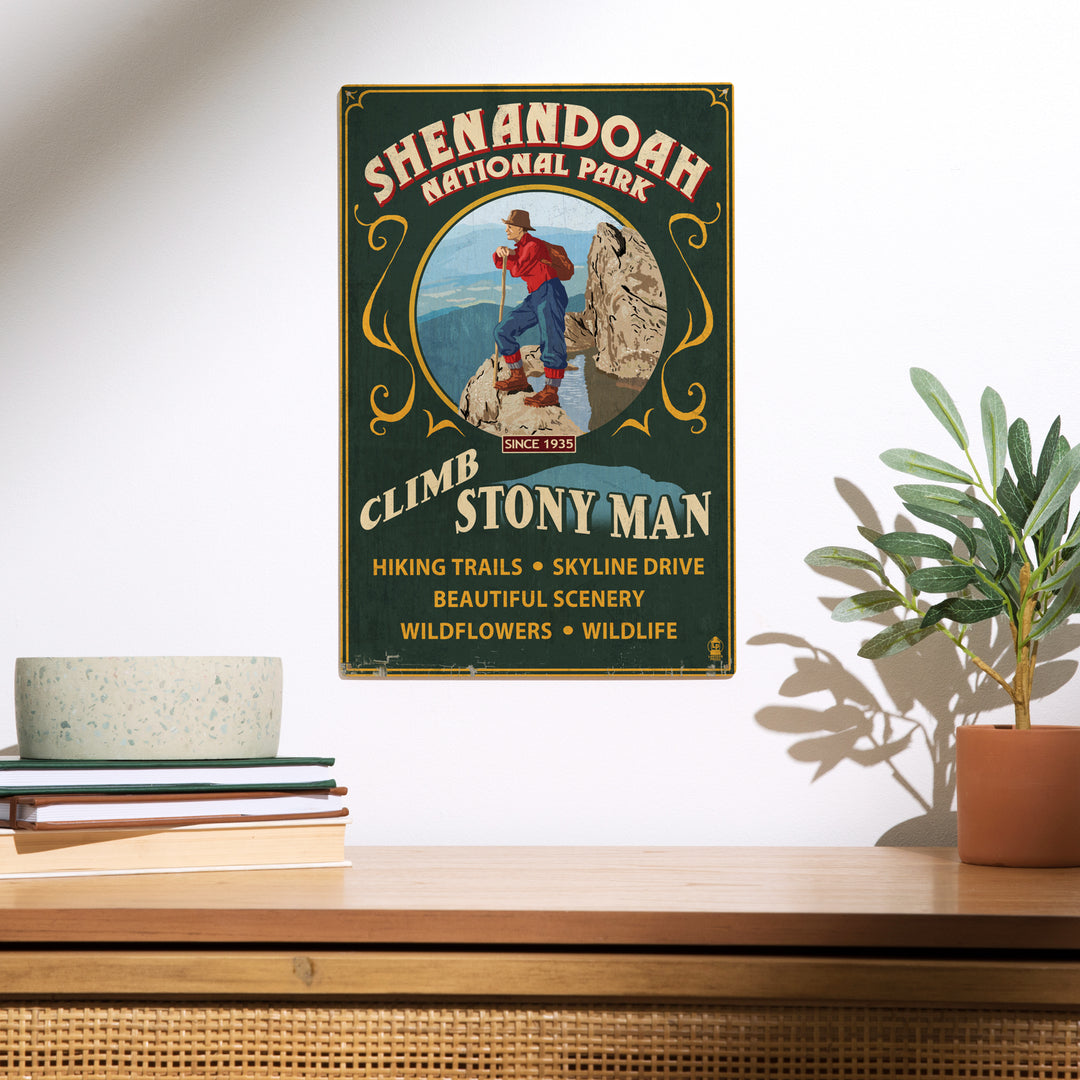 Shenandoah National Park, Virginia, Climb Stony, Wood Sign and Postcards