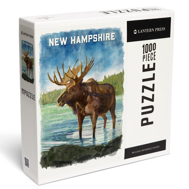 New Hampshire, Watercolor Study, Moose, 1000 Piece Jigsaw Puzzle