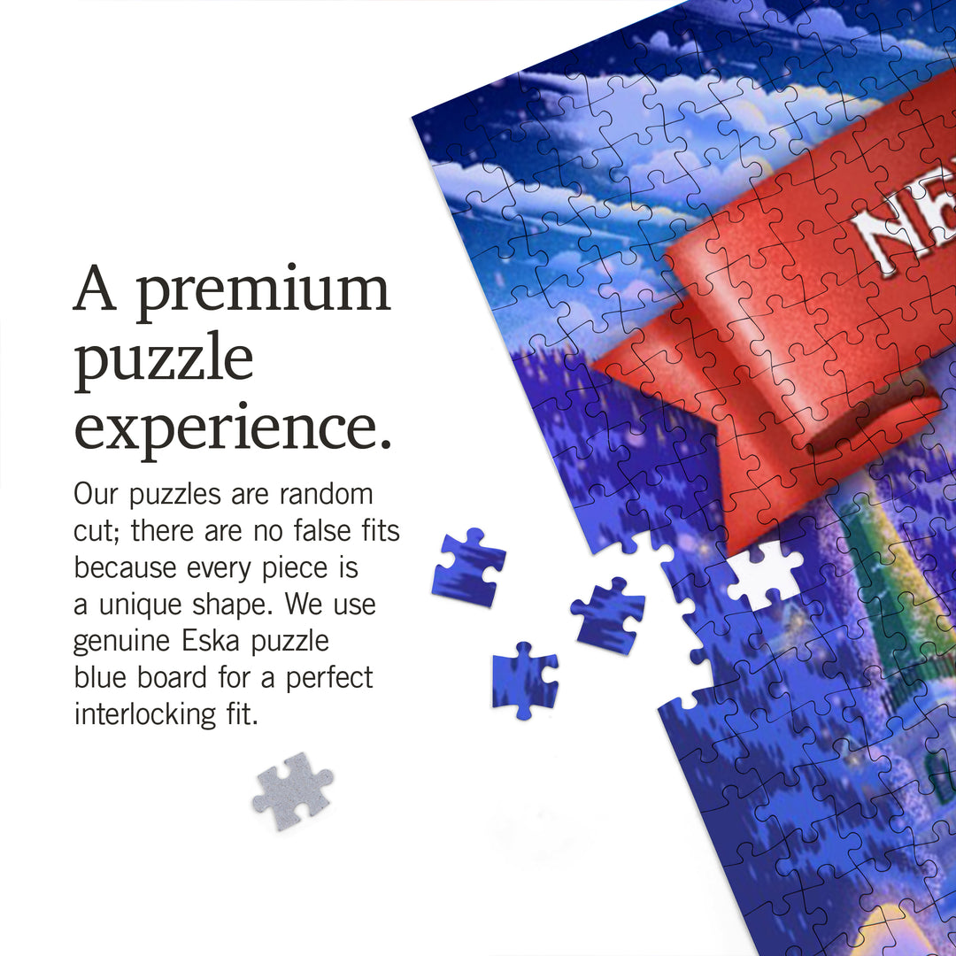 New Jersey, Sleepy Winter Christmas Village, 1000 Piece Jigsaw Puzzle