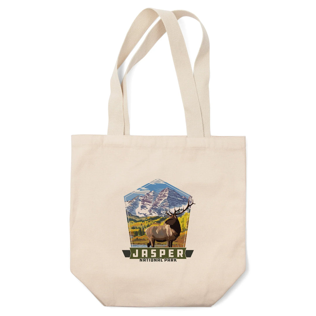 Jasper National Park, Canada, Elk and Mountain,, Tote Bag