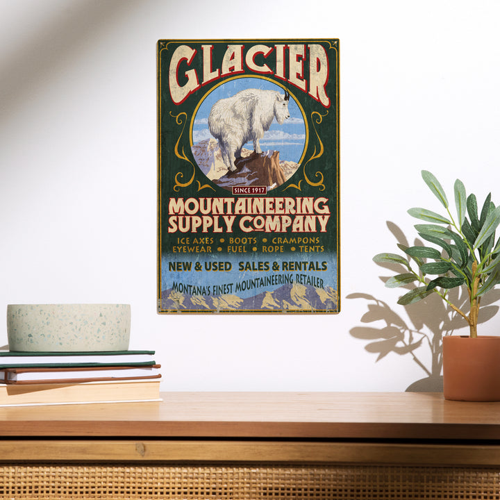 Glacier National Park, Montana, Mountain Goat Vintage Sign, Wood Sign and Postcards