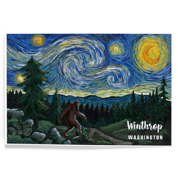 Winthrop, Washington, Starry Night, Bigfoot, Art & Giclee Prints