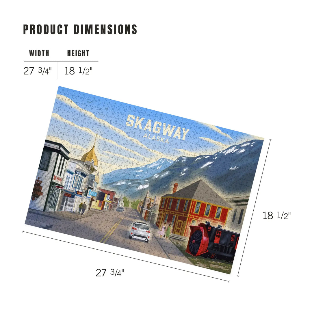 Skagway, Alaska, Lithograph, Main Street, Jigsaw Puzzle
