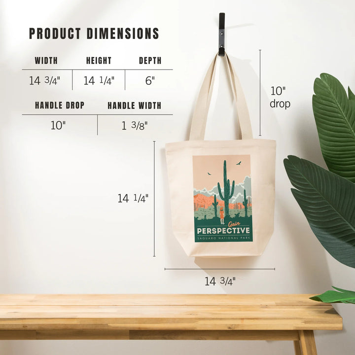 Saguaro National Park, Arizona, Gain Perspective, Vector Style, Tote Bag