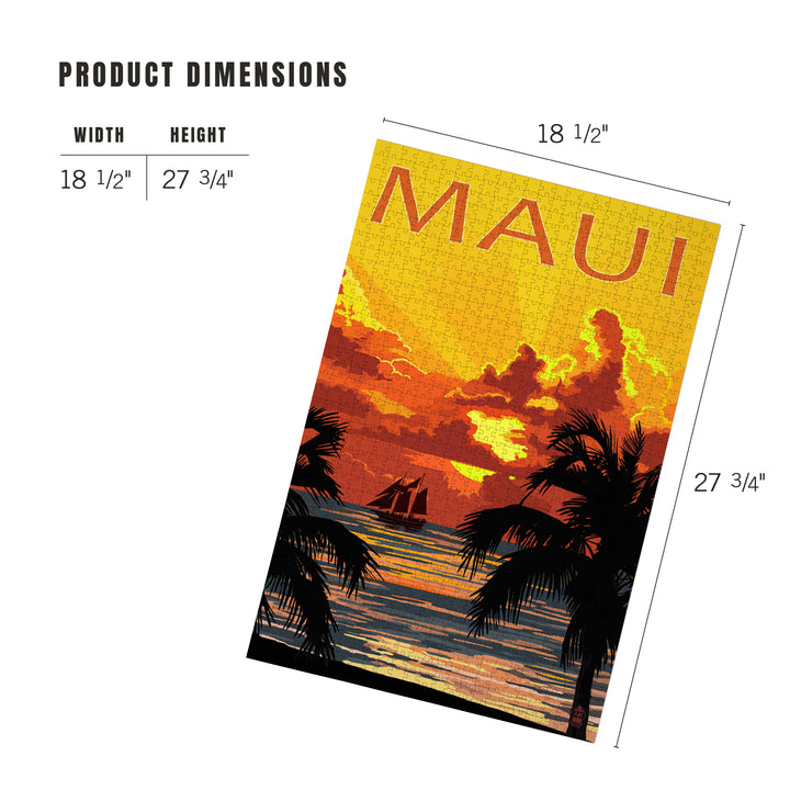 Maui, Hawaii, Sunset and Ship, Jigsaw Puzzle