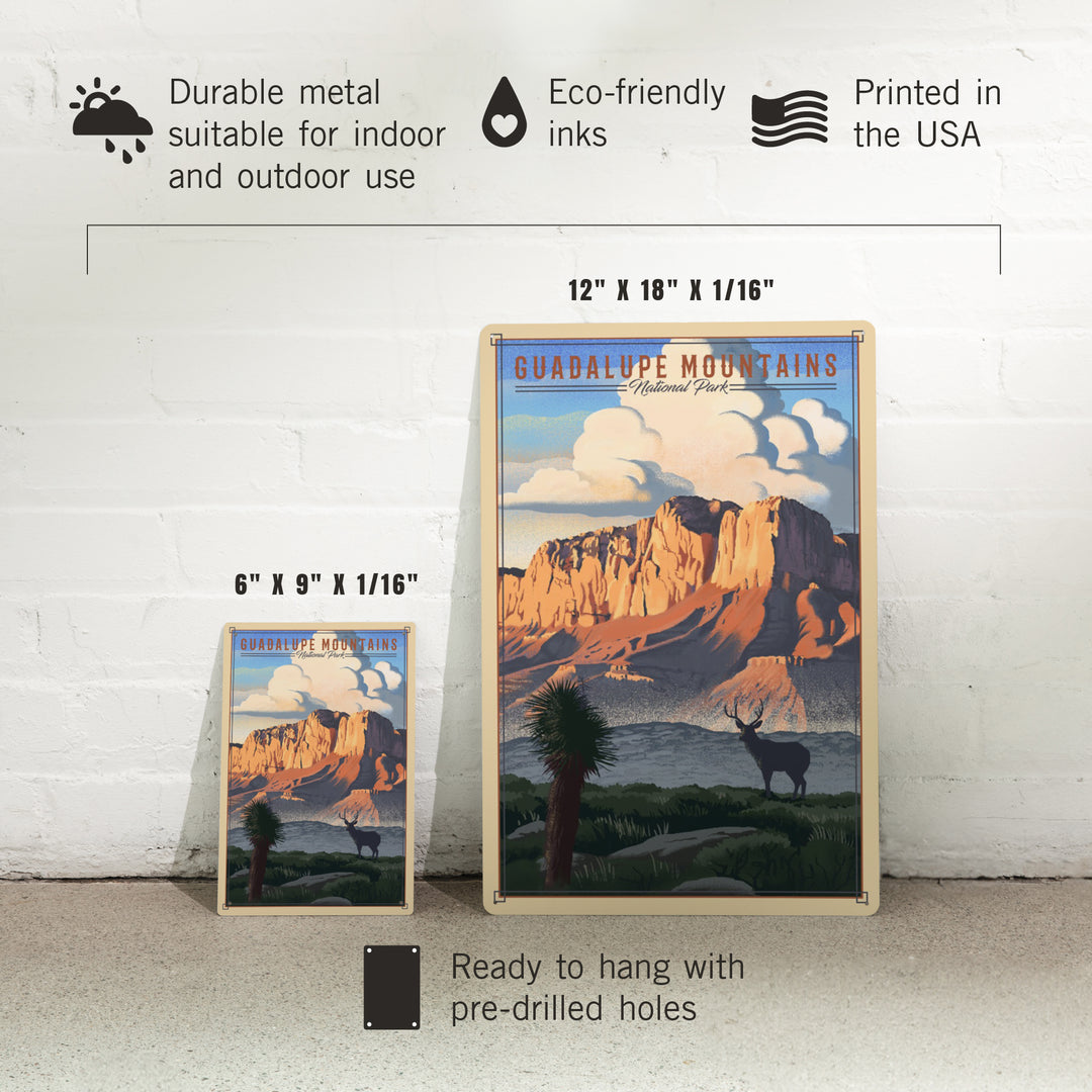 Guadalupe Mountains National Park, Texas, Lithograph National Park Series, Metal Signs