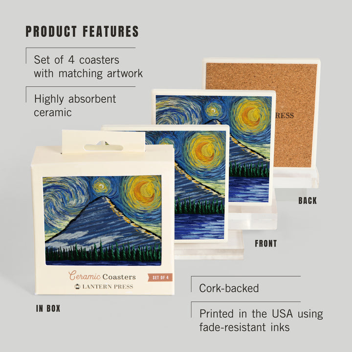 Glacier National Park, Montana, Bearhat Peak and Hidden Lake, Starry Night, Coasters