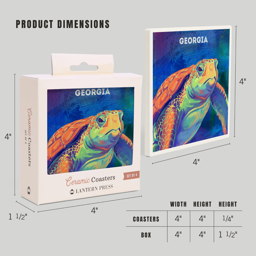 Georgia, Vivid, Sea Turtle, Coasters