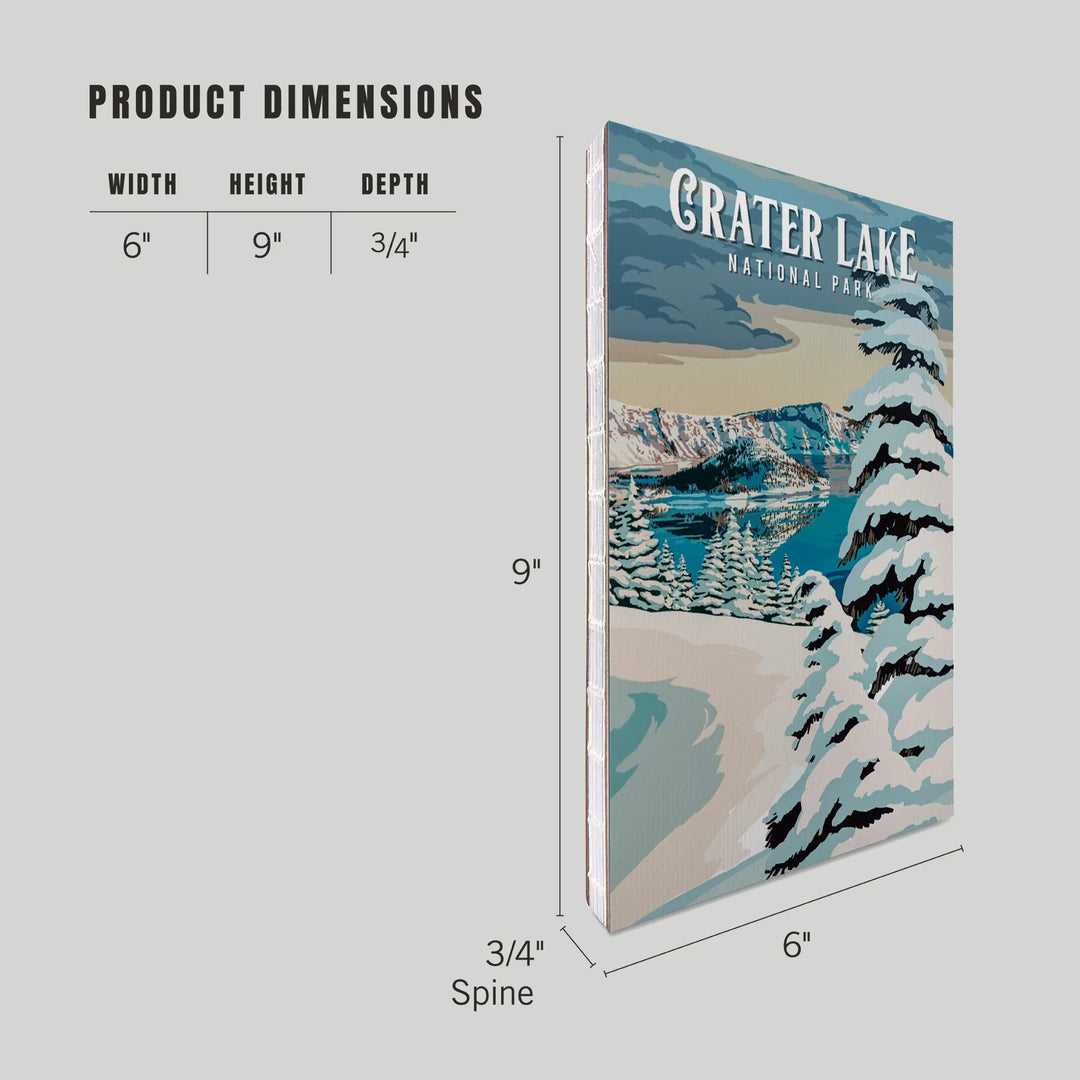 Lined 6x9 Journal, Crater Lake National Park, Oregon, Winter, Painterly National Park Series, Lay Flat, 193 Pages, FSC paper