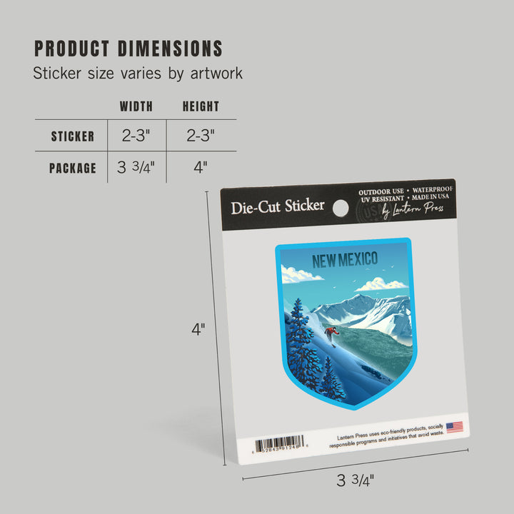 New Mexico, Lithograph, Downhill Skier, Vinyl Sticker