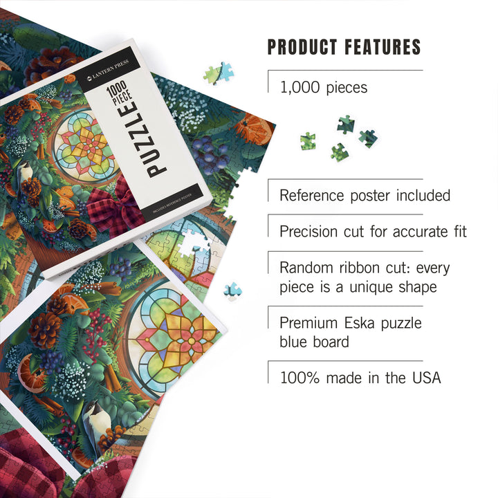 Front Door with Christmas Wreath, 1000 Piece Jigsaw Puzzle