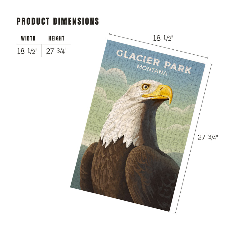 Glacier Park, Montana, Lithograph Wildlife Series, Bald Eagle, Jigsaw Puzzle