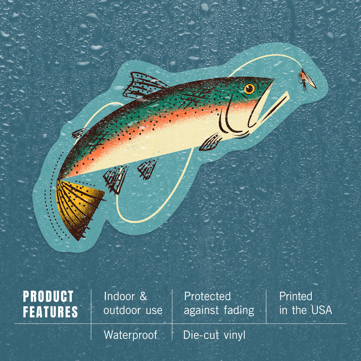 Midcentury, Trout Fishing, Vinyl Sticker