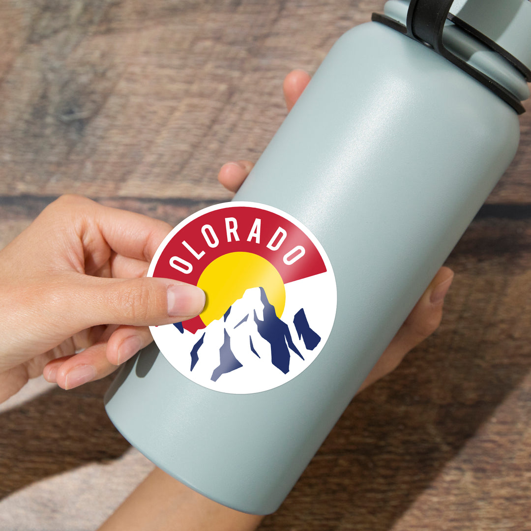 Colorado, C & Mountains, Contour, Lantern Press Artwork, Vinyl Sticker