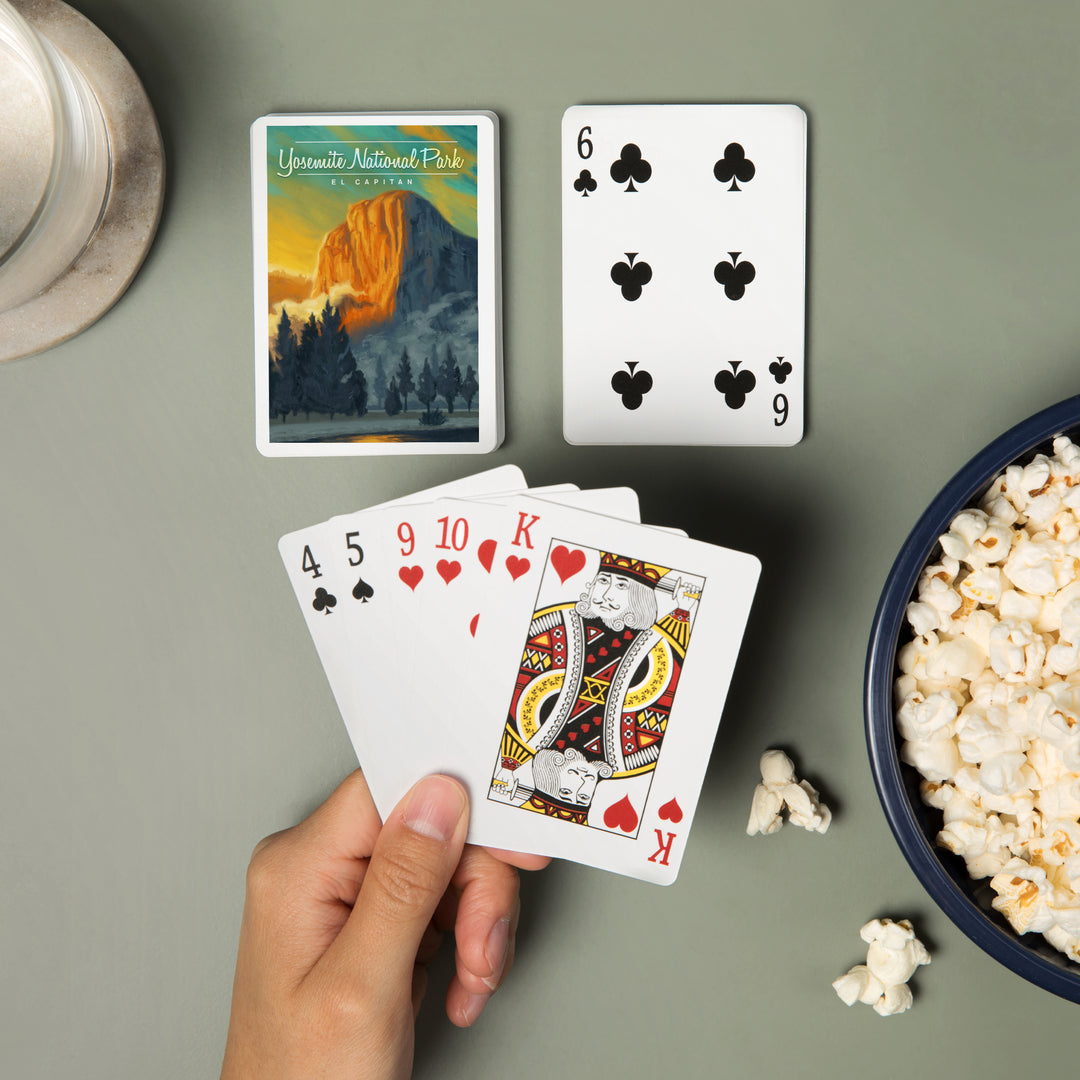 Playing Cards, Yosemite National Park, California, El Capitan, Oil Painting, 52 Card Deck with Jokers in Box, Unique Art