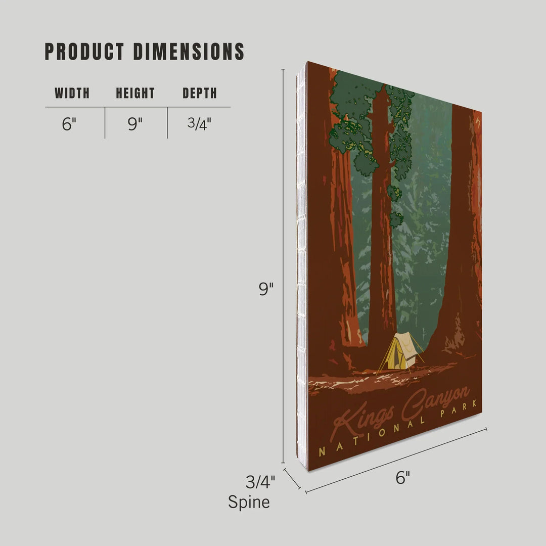 Lined 6x9 Journal, Kings Canyon National Park, California, Redwood Forest View, Sequoias and Tent Press, Lay Flat, 193 Pages, FSC paper