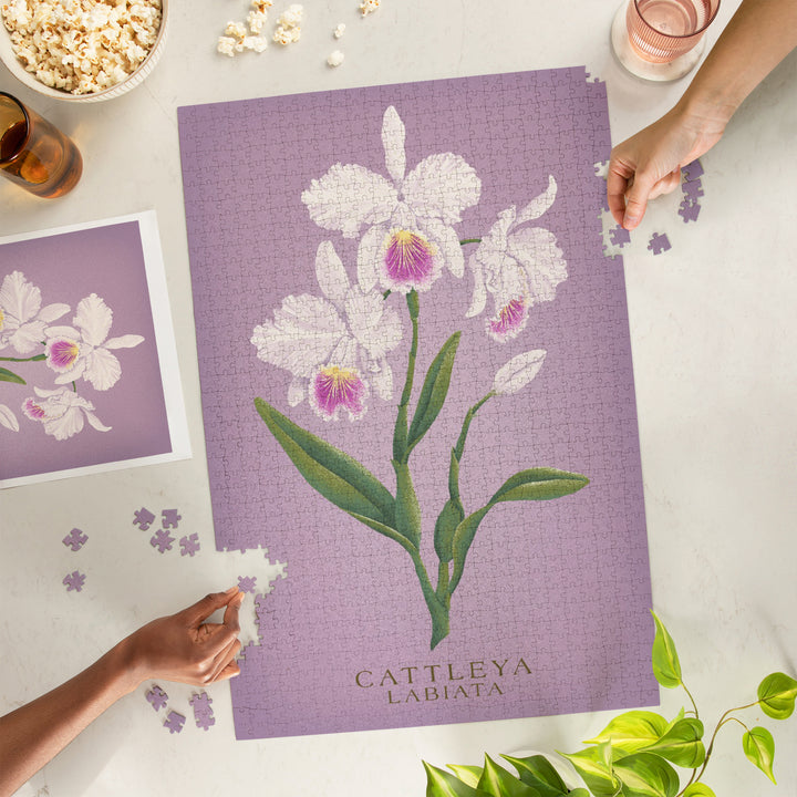 Cattleya, Orchid, Vintage Flora, Jigsaw Puzzle