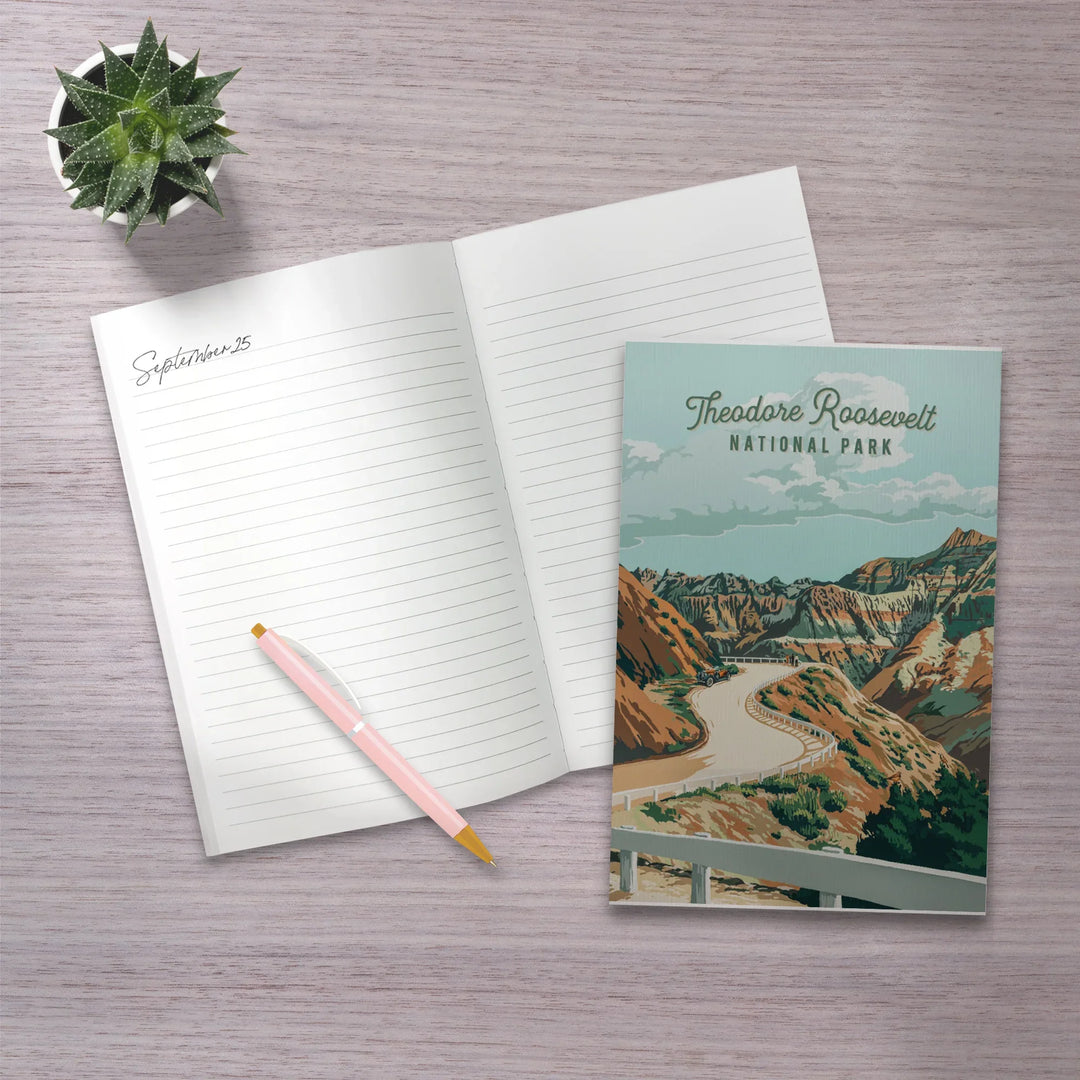 Lined 6x9 Journal, Theodore Roosevelt National Park, North Dakota, Painterly National Park Series, Lay Flat, 193 Pages, FSC paper