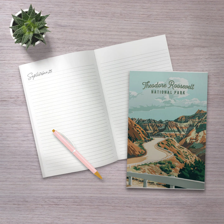 Lined 6x9 Journal, Theodore Roosevelt National Park, North Dakota, Painterly National Park Series, Lay Flat, 193 Pages, FSC paper