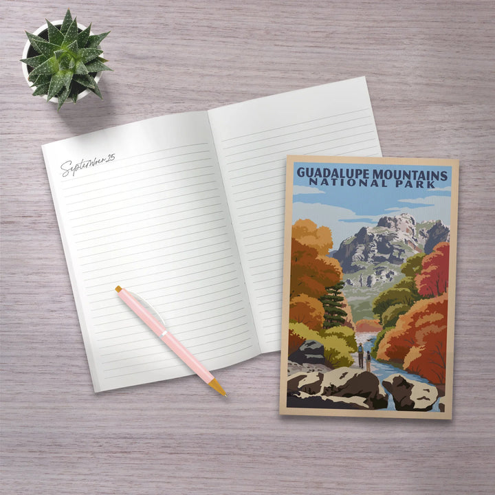 Lined 6x9 Journal, Guadalupe Mountains National Park, WPA Style, Lay Flat, 193 Pages, FSC paper