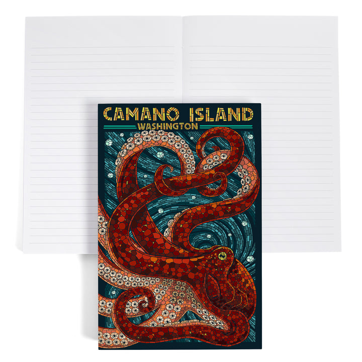 Lined 6x9 Journal, Camano Island, Washington, Mosaic Octopus, Lay Flat, 193 Pages, FSC paper