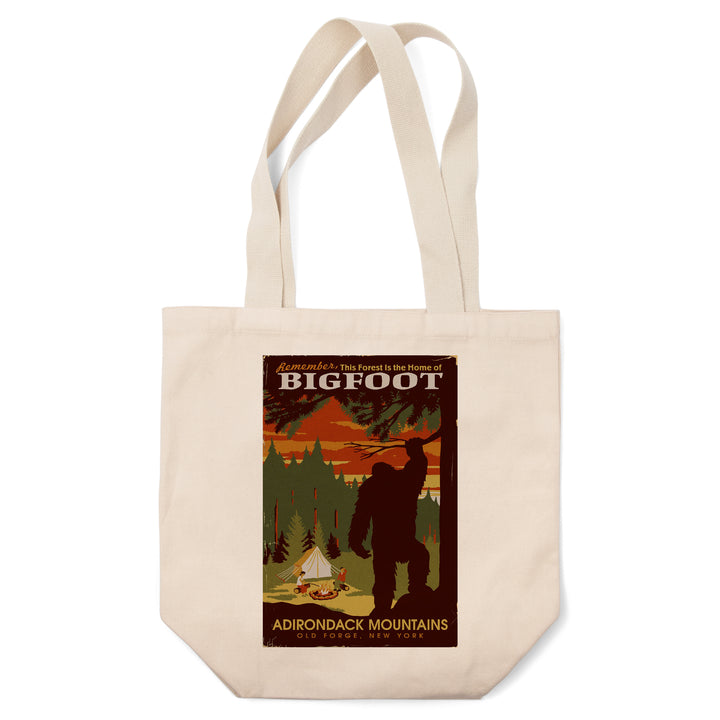 Old Forge, New York, Adirondack Mountains, Home of Bigfoot, Lantern Press Artwork, Tote Bag