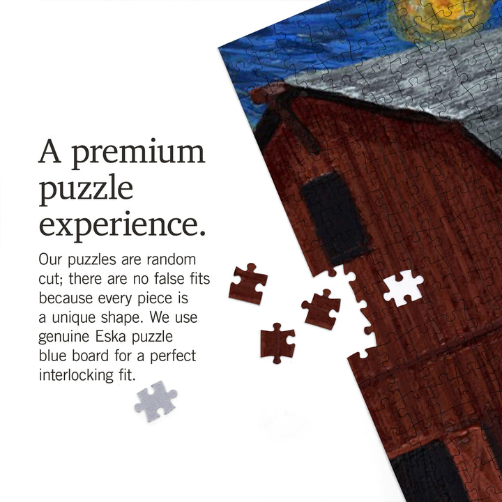 Lancaster County, Pennsylvania, Farm Scene, Starry Night, Jigsaw Puzzle