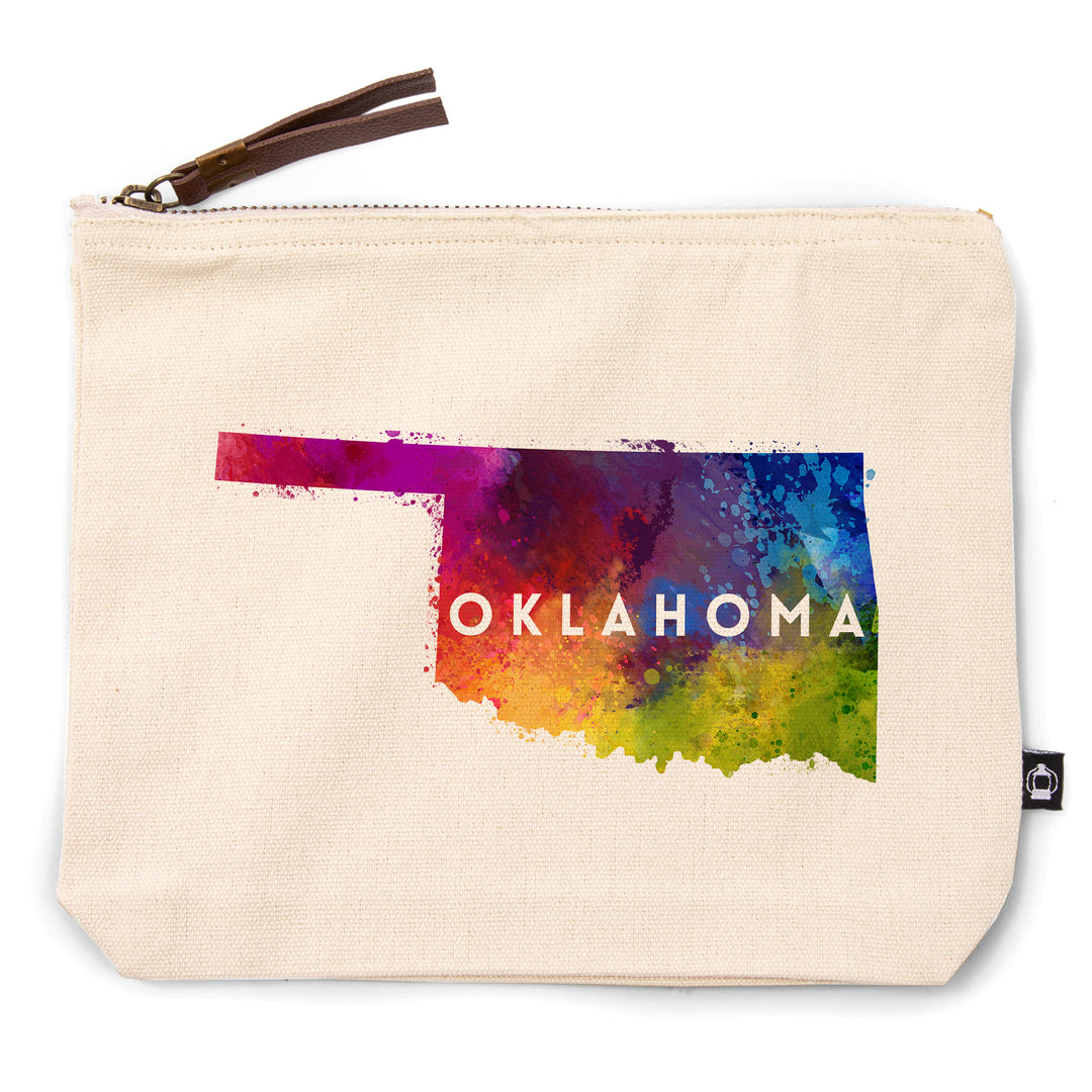 Oklahoma, State Abstract Watercolor, Contour, Lantern Press Artwork, Accessory Go Bag