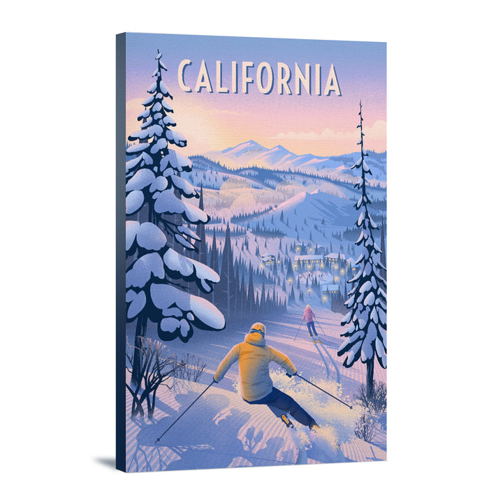 California, Ski for Miles, Skiing, Stretched Canvas
