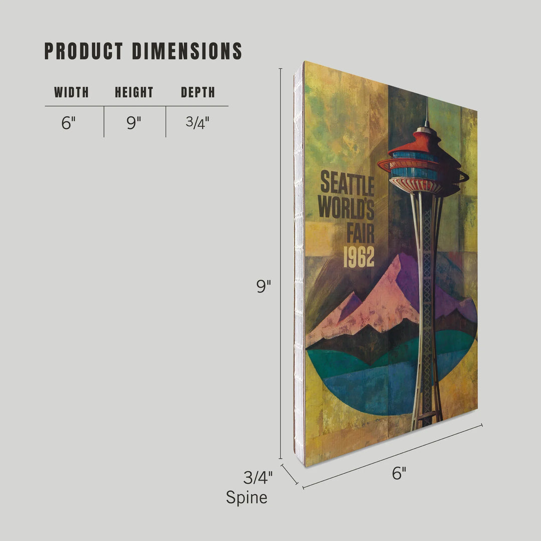 Lined 6x9 Journal, Seattle, Washington, Space Needle World's Fair, Vintage Travel Poster, Lay Flat, 193 Pages, FSC paper