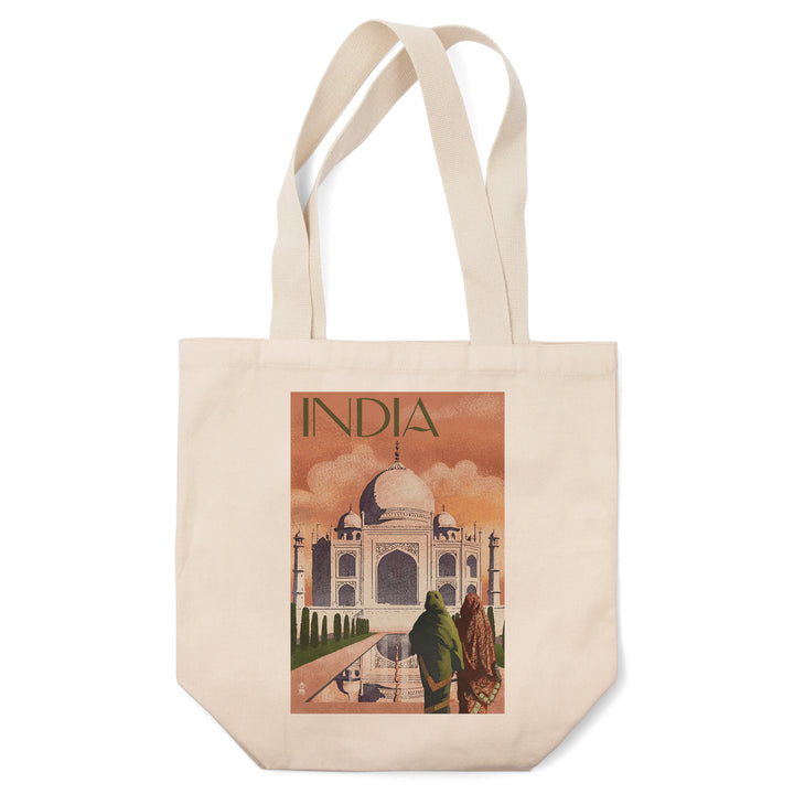 Taj Mahal, India, Lithograph Style, Tote Bag