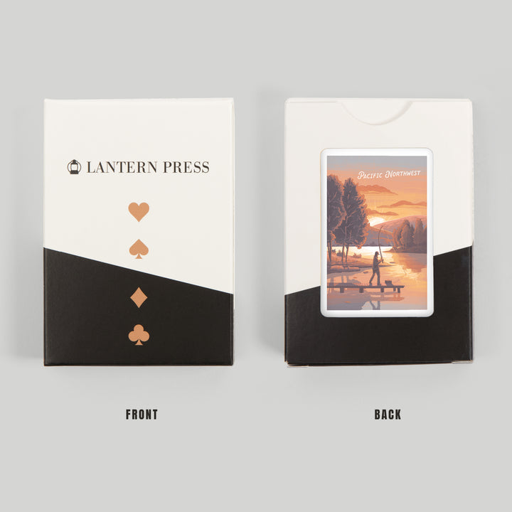 Playing Cards, Pacific Northwest, This is Living, Fishing with Hills, 52 Card Deck with Jokers in Box, Unique Art