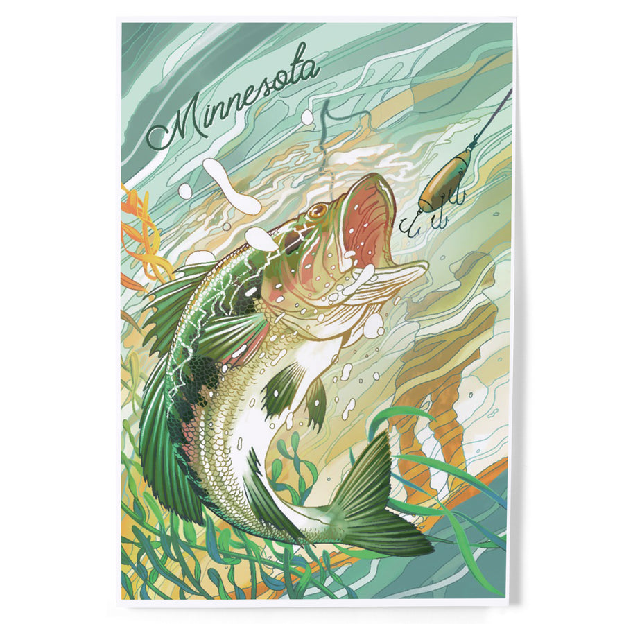 Minnesota, Fish All Day, Bass, Art & Giclee Prints - Lantern Press