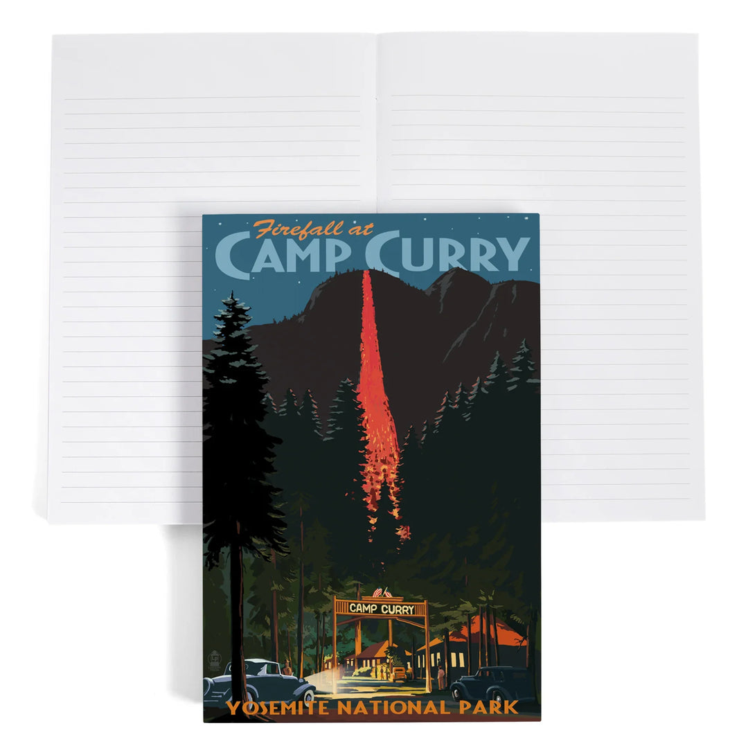 Lined 6x9 Journal, Yosemite National Park, California, Firefall and Camp Curry, Lay Flat, 193 Pages, FSC paper