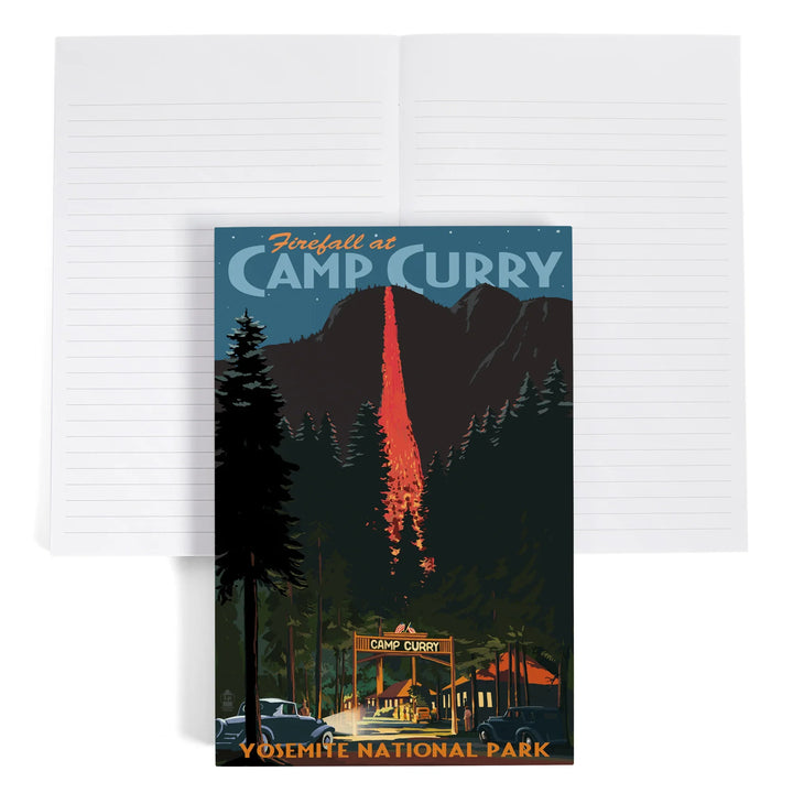 Lined 6x9 Journal, Yosemite National Park, California, Firefall and Camp Curry, Lay Flat, 193 Pages, FSC paper