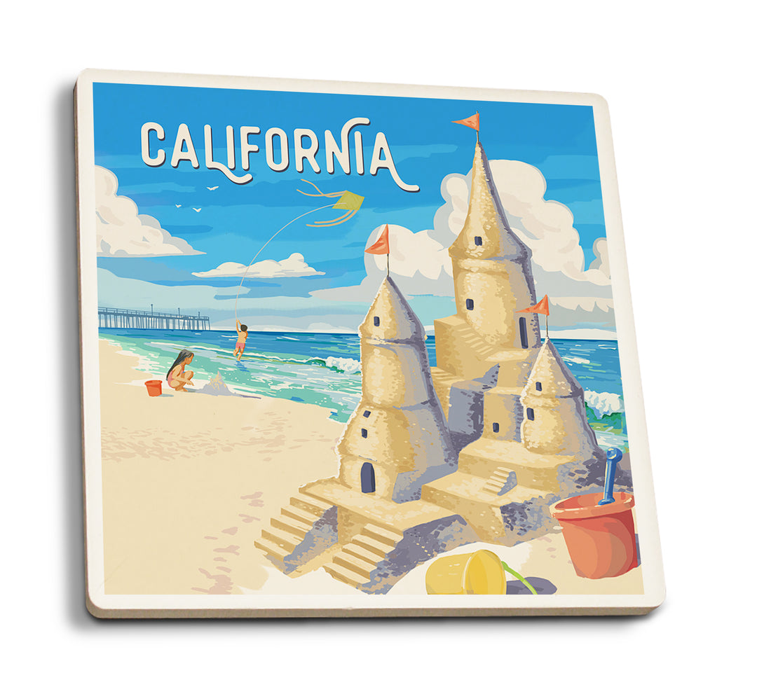 California, Painterly, Soak Up Summer, Sand Castle, Coaster Set