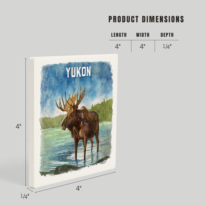 Yukon, Watercolor Study, Moose, Coasters