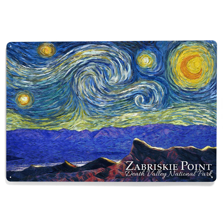 Zabriskie Point, Death Valley National Park, California, Starry Night, Metal Signs